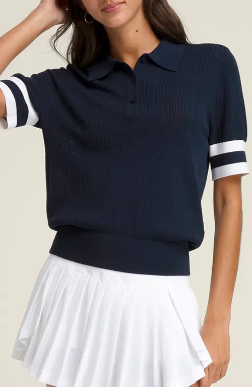 WILSON Essex Mesh Stitch Polo Sweater in Classic Navy at Nordstrom, Size X-Small | Nordstrom