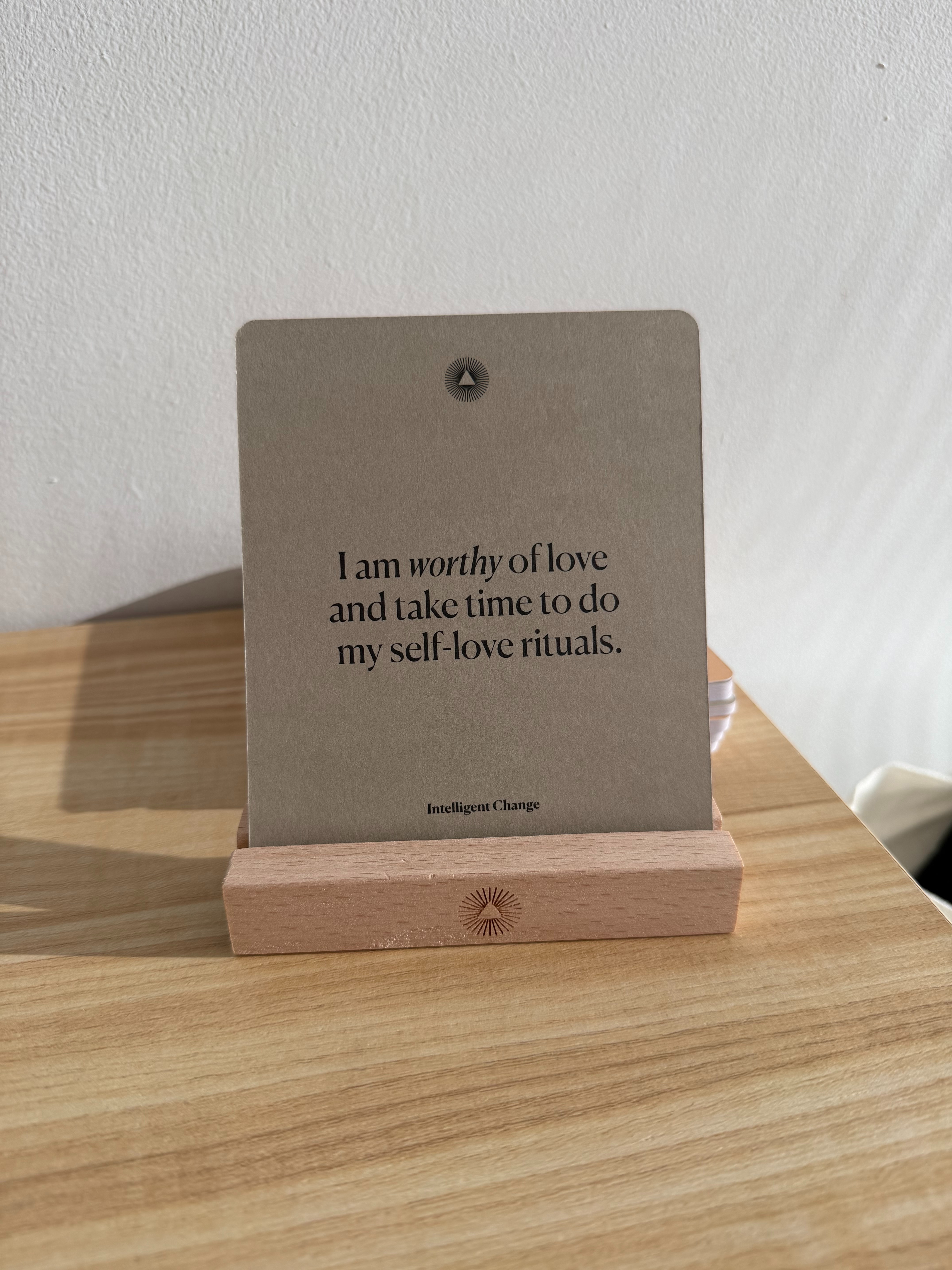 Added these mindful affirmation cards to my desk setup. The wood stand makes it so easy to keep up with a daily positive reminder. 

 #LTKdayinmylife #LTKmorningroutine #LTKselfcare
