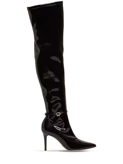 Gianvito Rossi - 85mm stretch faux patent leather boots - Black | Luisaviaroma | Luisaviaroma