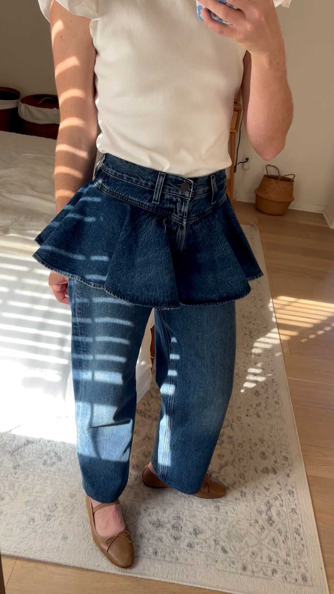 Finally wearing my new peplum jeans out on the town (aka my optometry appointment). I love the hemmed length and they’re just SO fun. Wearing my true size, 25. Shirt is super old Anthropologie and flats run TTS. 

#LTKgrwm #LTKootd