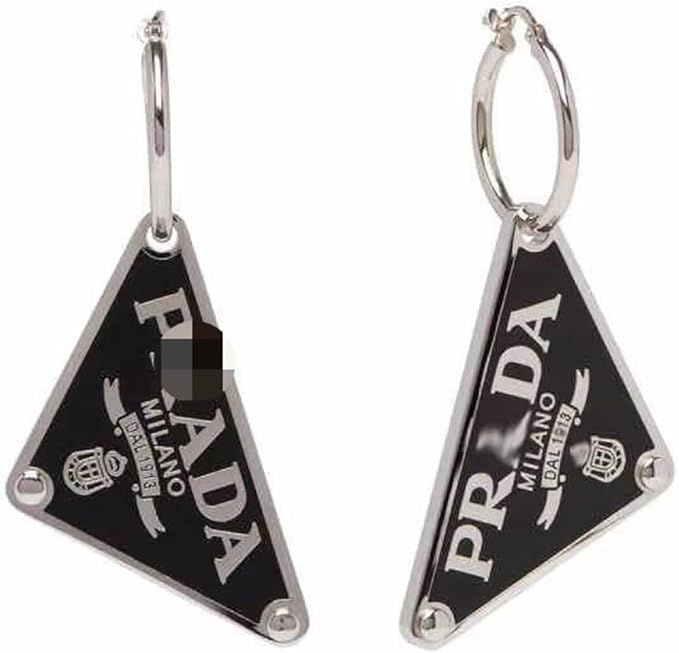 Amazon.com: PRDA Letter Earrings R Triangle Earrings Textured Steel Metal P Logo Earrings Gift Fo... | Amazon (US)