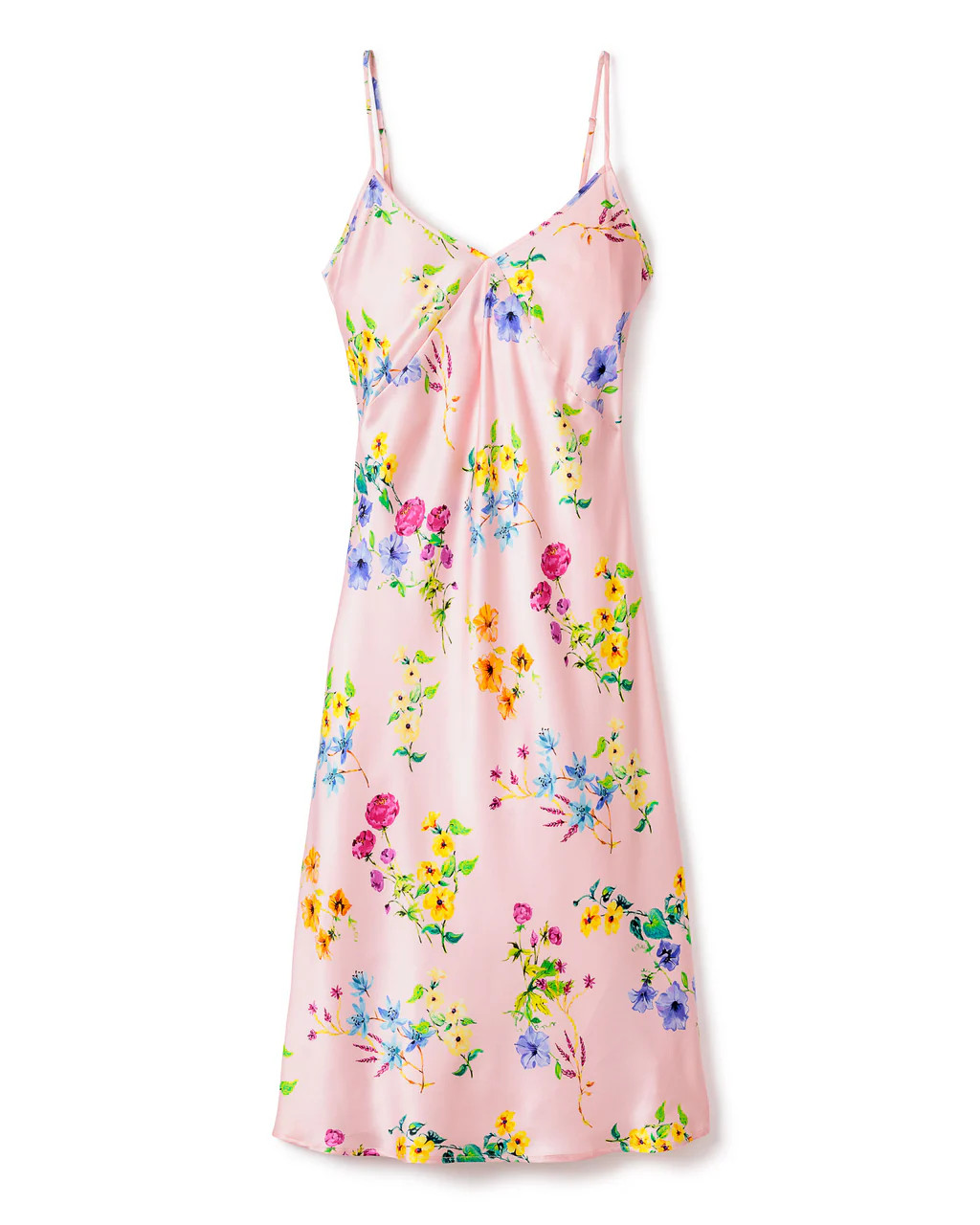 Women's Silk Cosette Nightgown in Blush Brilliant Botanical | Petite Plume