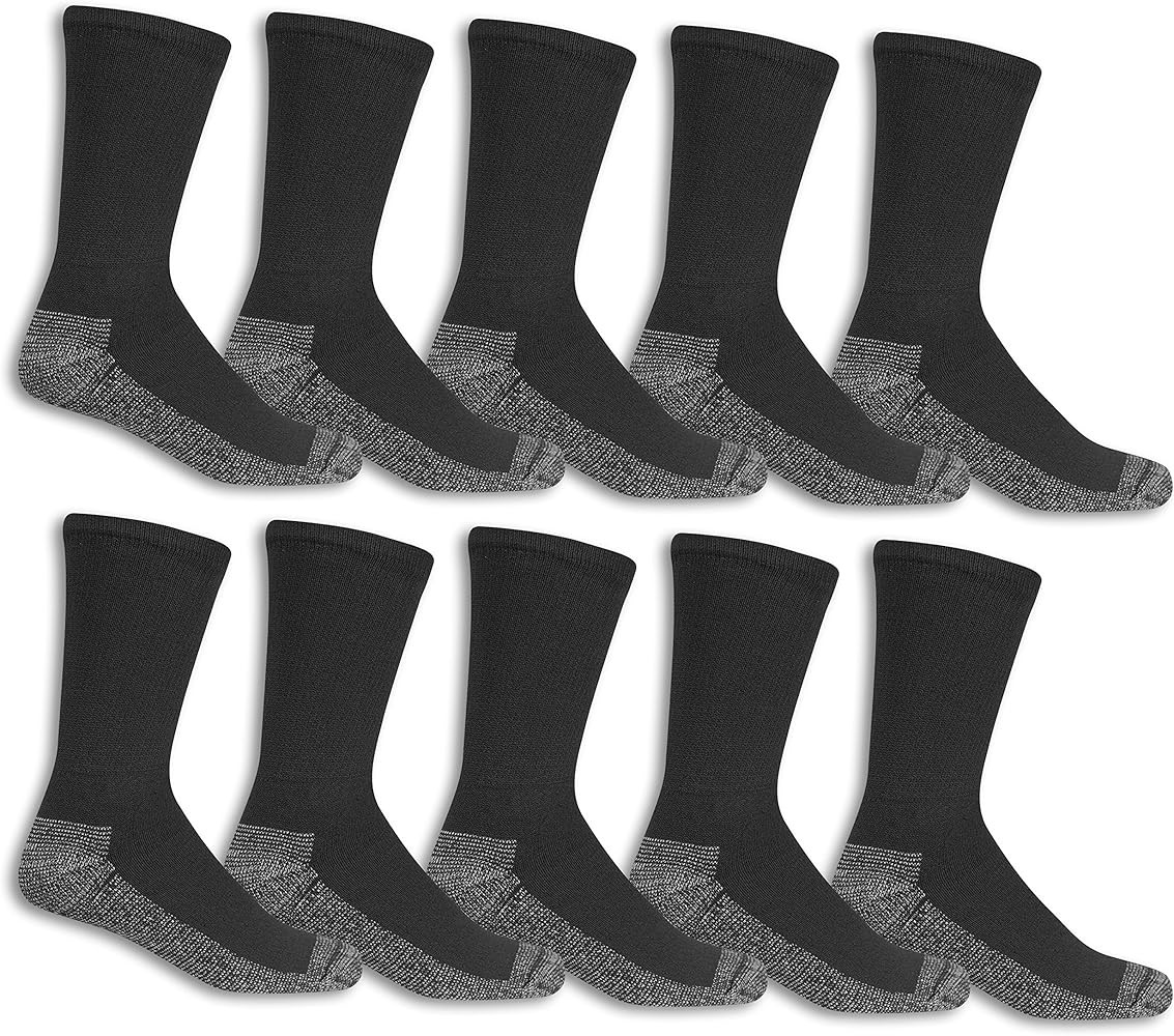 Fruit of the Loom Men's Cushioned Durable Cotton Work Gear Socks with Moisture Wicking | Amazon (US)