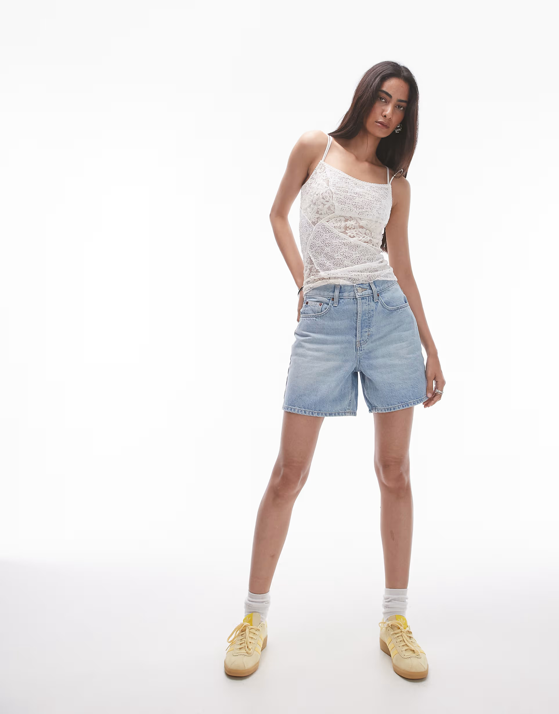 Topshop denim Editor shorts in bleach | ASOS (Global)