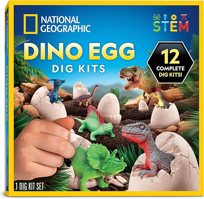 National Geographic Dinosaur Dig Kit - 12 Dino Shaped Dig Bricks with Figures Inside & Excavation... | Amazon (US)