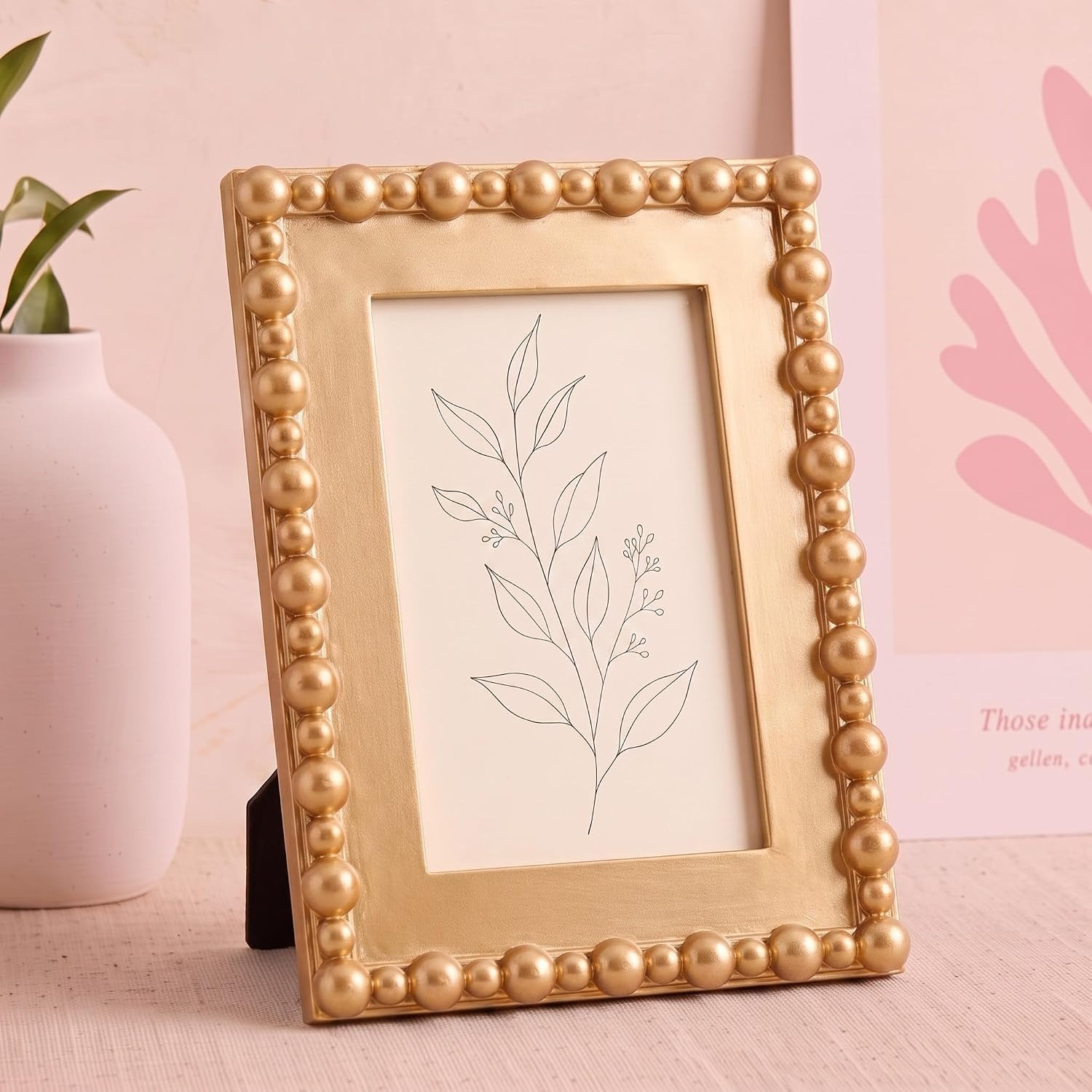 AceOrbit Gold 4 x 6 Beaded Picture Frame with Real Glass | Amazon (US)