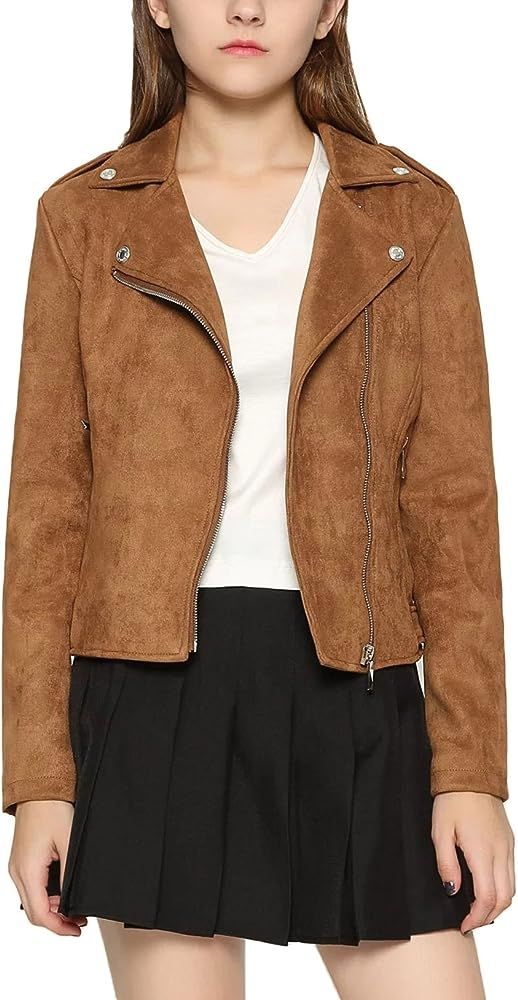 CHARTOU Women's Fall 2023 Fashion Faux Suede Leather Casual Moto Biker Jacket Coats | Amazon (US)
