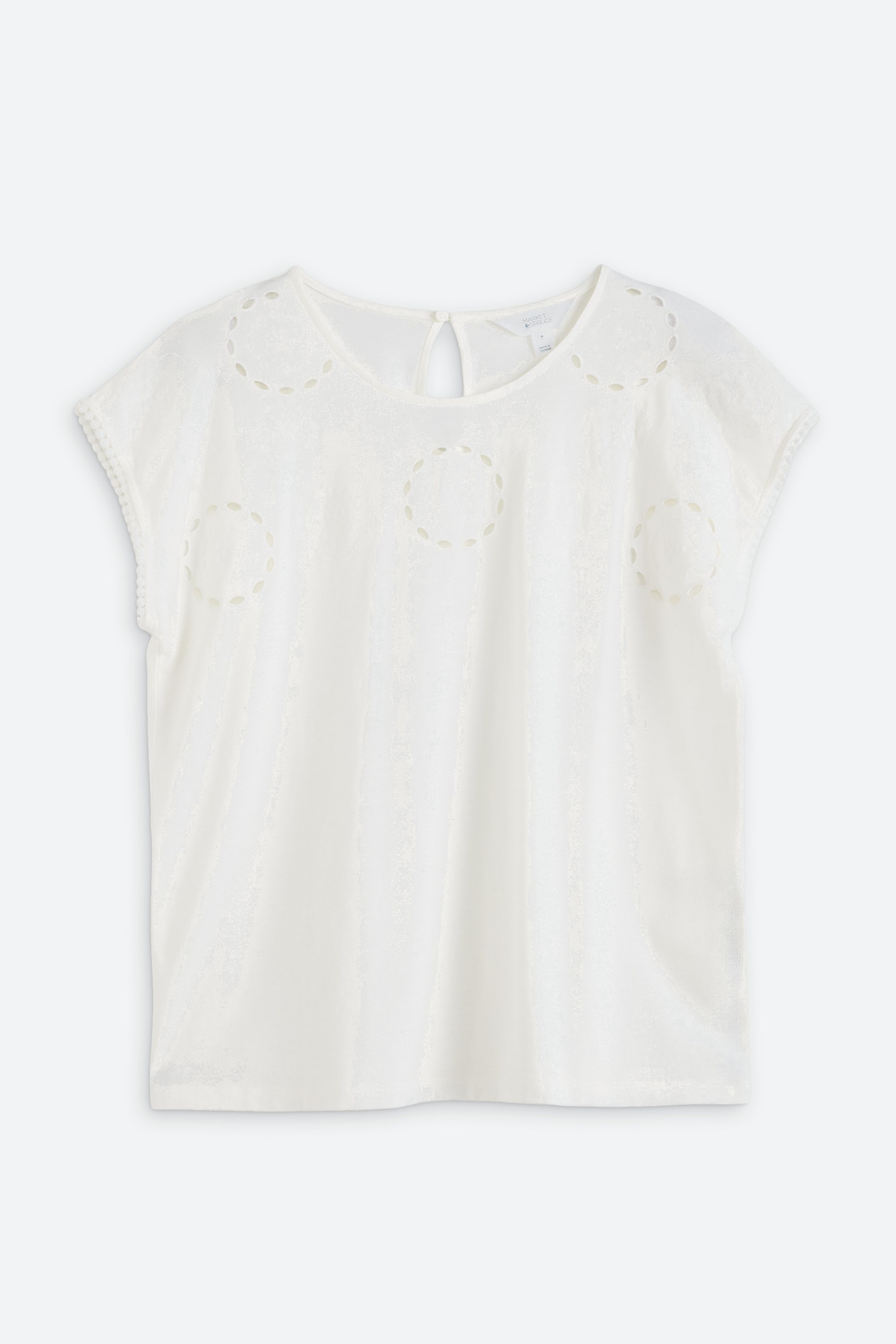 Luna Short Sleeve Eyelet Trim Knit Tee | Stitch Fix