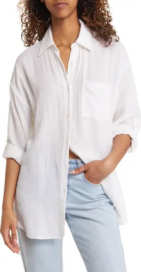 Rip Curl Premium Linen Button-Up Blouse | Nordstrom | Nordstrom