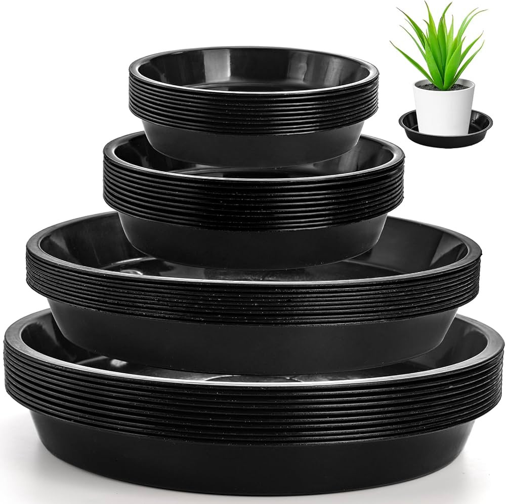 yarlung 40 Pack Plant Saucers, Black Plastic Drip Trays for Flower Pots, Round 4/5/8/9 Inch Plant... | Amazon (US)