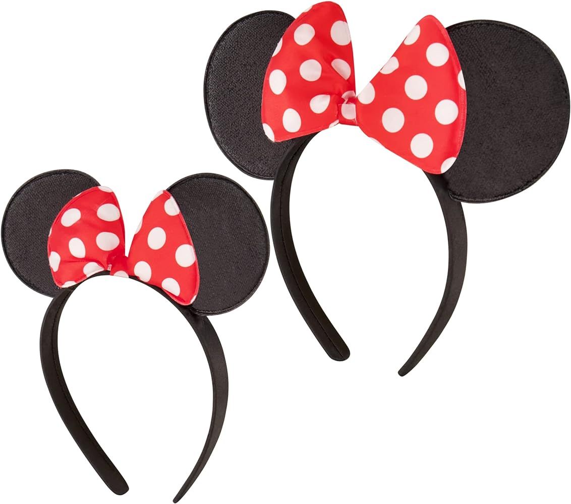 Disney Little Girl's Minnie Mouse 2 Piece Mommy and Me Polka Dot Bow Headband Set Accessory, blac... | Amazon (US)