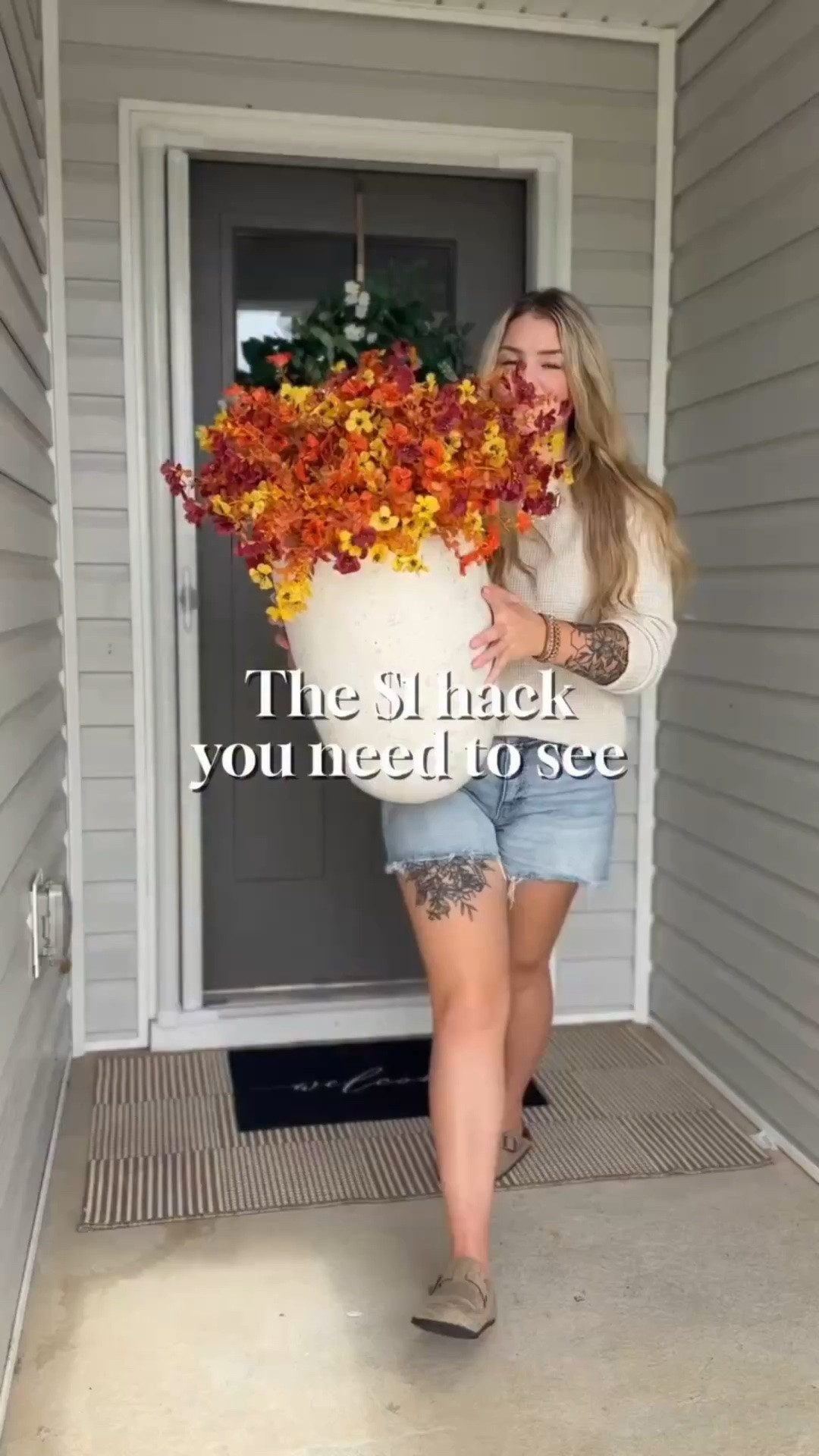 This $1 pool noodle trick keeps faux stems exactly where you want them and makes styling oversized planters so much easier 👏🏼 

#HomeHacks #DIYHome #PorchDecor #FrontPorchStyling #HomeDecorIdeas

#LTKSaleAlert #LTKHome #LTKSeasonal
