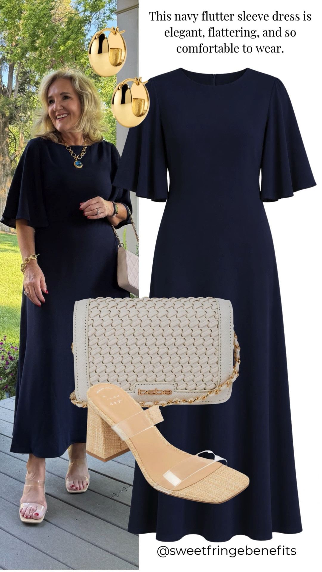 The flattering flutter sleeves and elegant silhouette make it perfect for weddings, rehearsal dinners, church, or any special occasion. I'm wearing a size 8/Medium, and it's comfortable, polished, and easy to accessorize with neutral heels and a classic bag.

💡 LTK MADE EASY
❤️ Heart = Support my posts!
🔖 Save = Get sale & restock alerts
📋 Lists = Keep favorites organized
📲 Share = Send lists and products to a friend. Hello, Christmas List!
💬 Comment = Ask me anything about what I'm wearing. :-)

#LTKootd #LTKSeasonal #LTKOver40