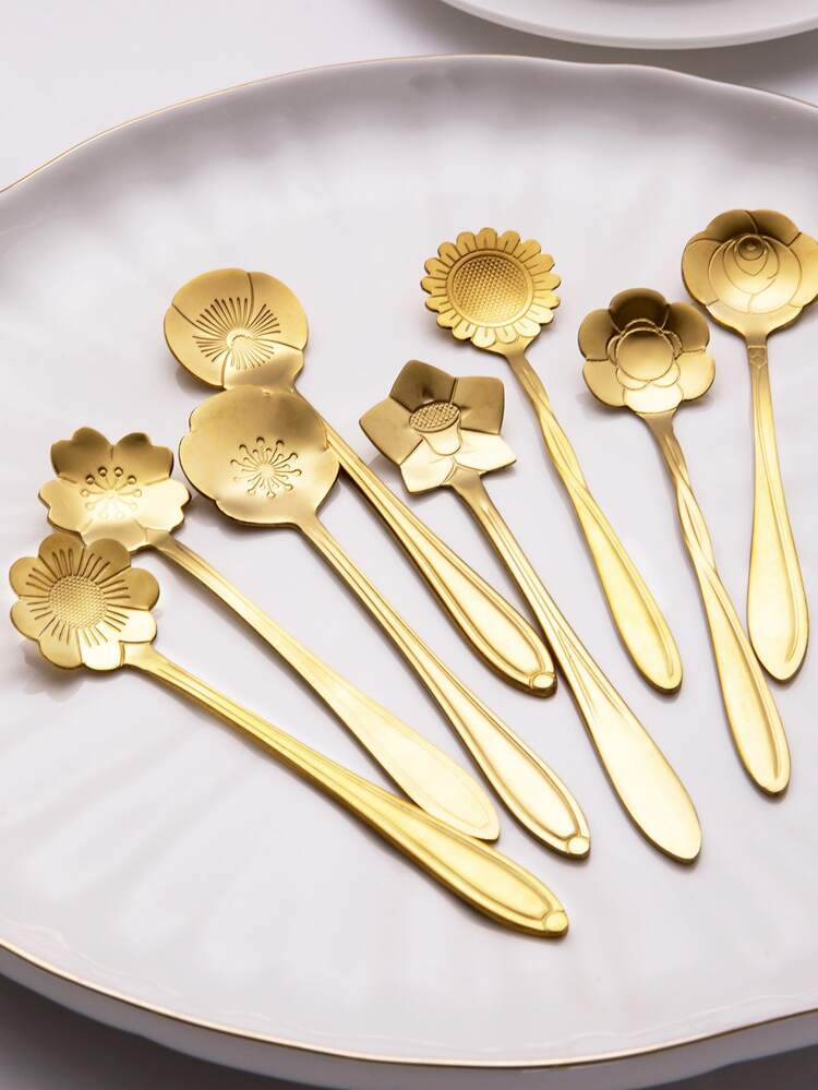 8 Stücke Kaffeelöffel, Eiscreme  und Dessertlöffel, Edelstahl Tassen Rührlöffel mit langem G... | SHEIN