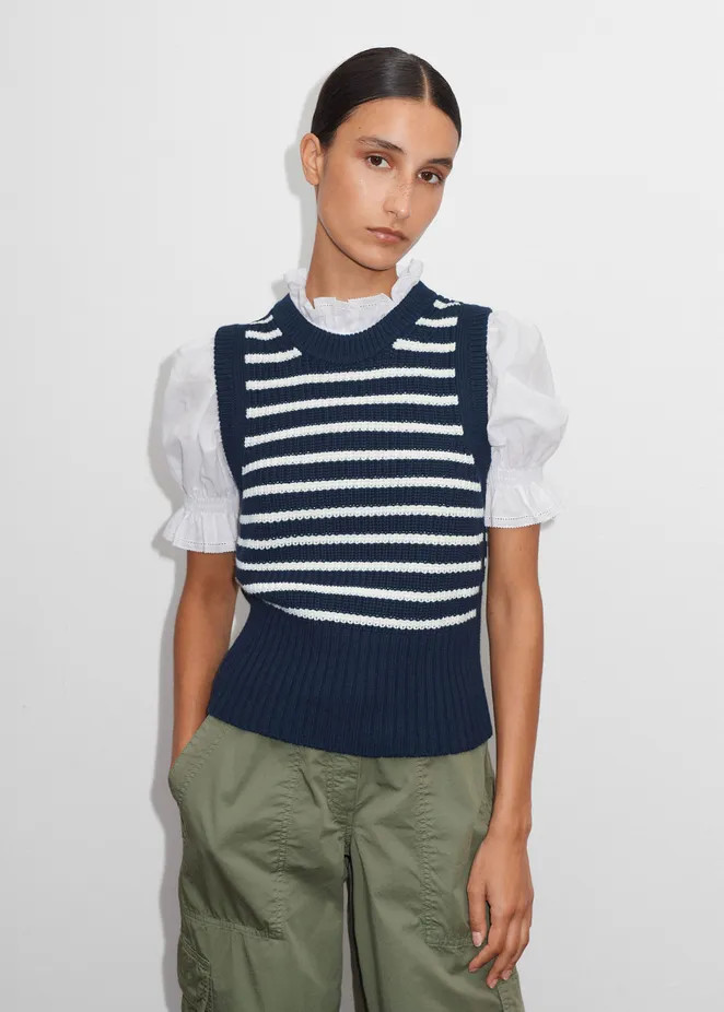Cotton Cashmere Breton Vest | ME + EM