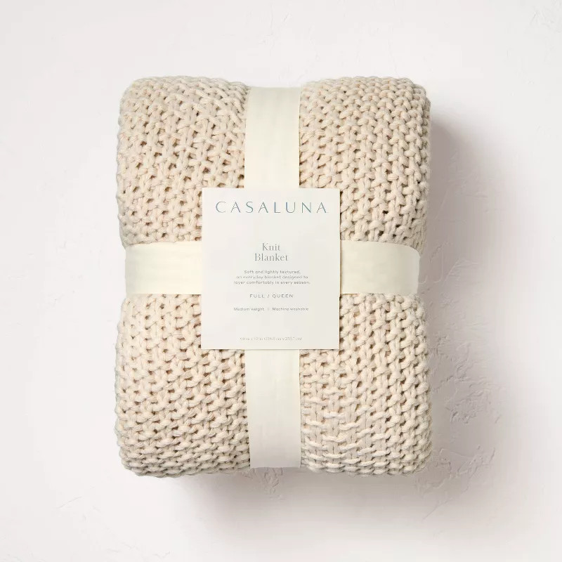King Chunky Knit Bed Blanket White - Casaluna™ | Target