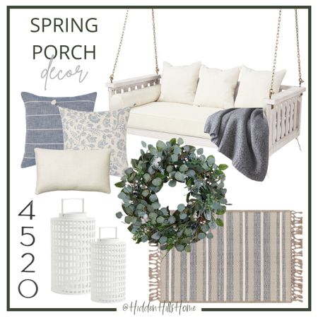 Spring porch decor, outdoor furniture, home decor, spring home decor ideas, front porch ideas, front porch bed swing, doormat 

#LTKsalealert #LTKhome #LTKSeasonal