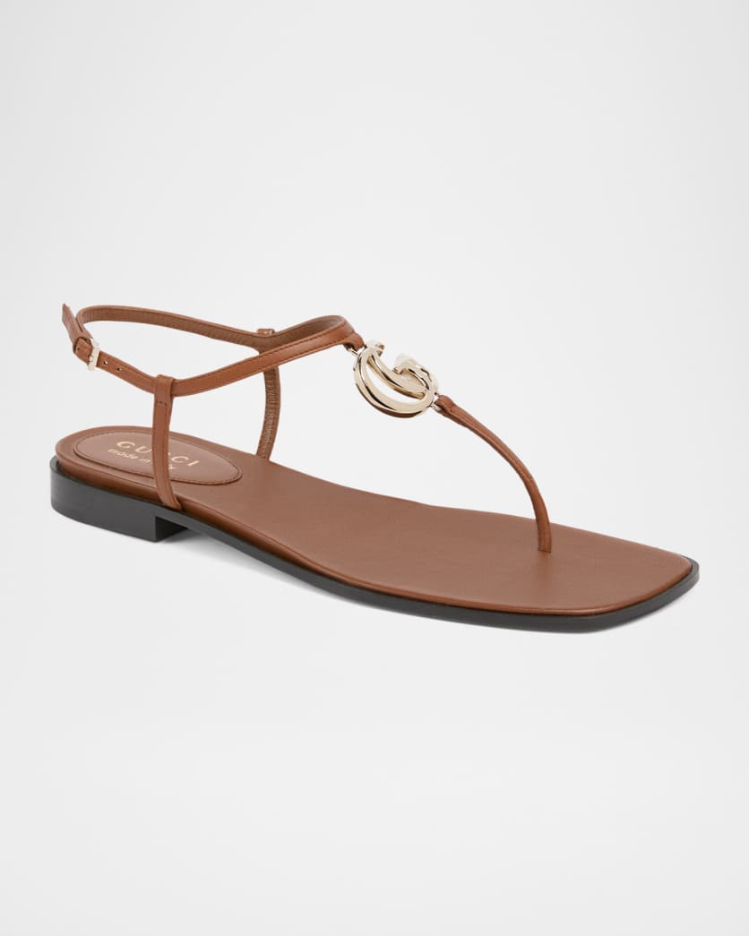 GG Marmont Leather Thong Sandals | Neiman Marcus