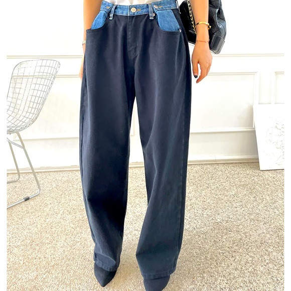 The Frankie Shop Jeans  HAYLA CONTRAST DENIM PANTS - BLACK/BLUE | Poshmark