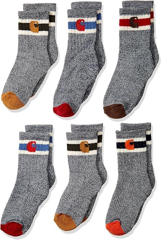 Carhartt Kid's BA0014-6 Boy's Camp Crew Sock 6-Pack | Amazon (US)