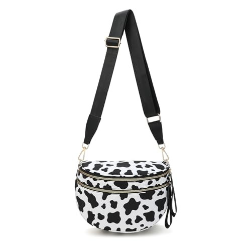 Checkered Crossbody Bag,Black and White Checkered Purse for Women Crescent Bum Bag Fanny Packs with Shoulder Strap Adjustable (MILKLINES) | Amazon (US)