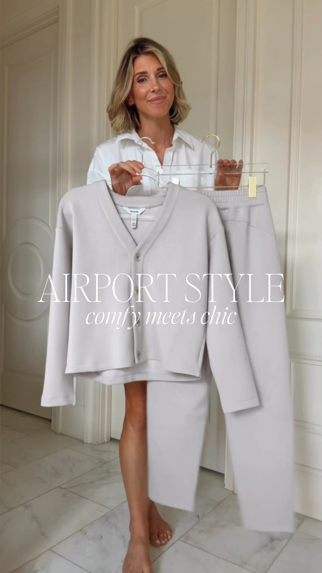 Love these spanx air essentials matching set. I'm wearing size small m. Use my code BECKYXSPANX for 15% off your first purchase @spanx #spanxpartner 