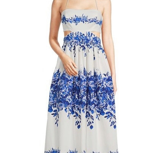 Waverly CutOut Back Detail Sleeveless Floral Print Halter Neck Midi NWOT | Poshmark