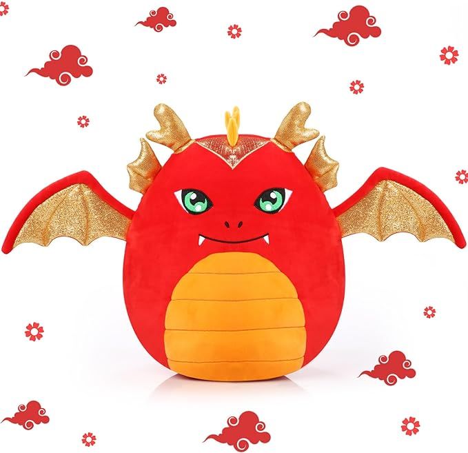 Leyndo 16'' Chinese Dragon Plush Throw Pillow Cute Dragon Stuffed Animals Soft Stuffed Dragon Pil... | Amazon (US)