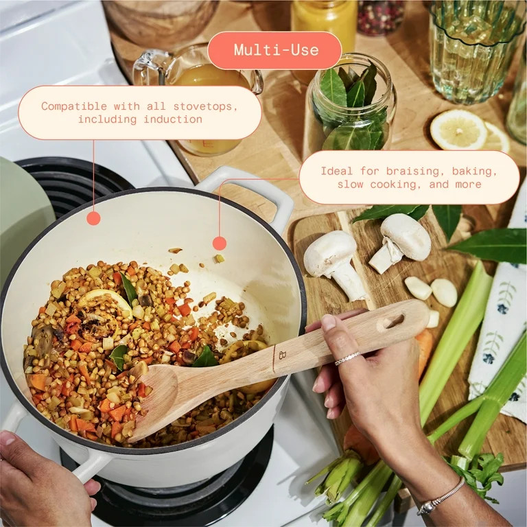 Beautiful 5 Quart Cast Iron Round Dutch Oven, White Icing by Drew Barrymore | Walmart (US)