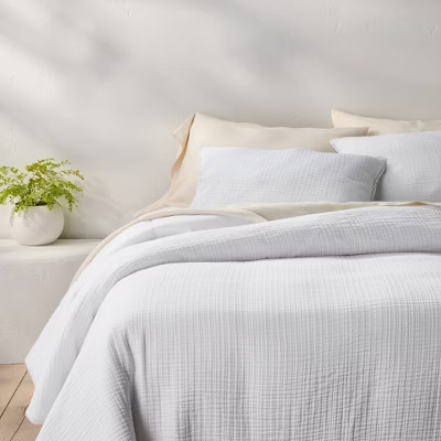 King Textured Chambray Comforter & Sham Set White - Casaluna™: OEKO-TEX Certified, 250 Thread Count | Target