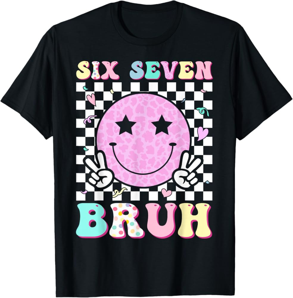 Funny 67 Meme Happy Face 6-7 Boys Kids Teens Six Seven Bruh T-Shirt | Amazon (US)