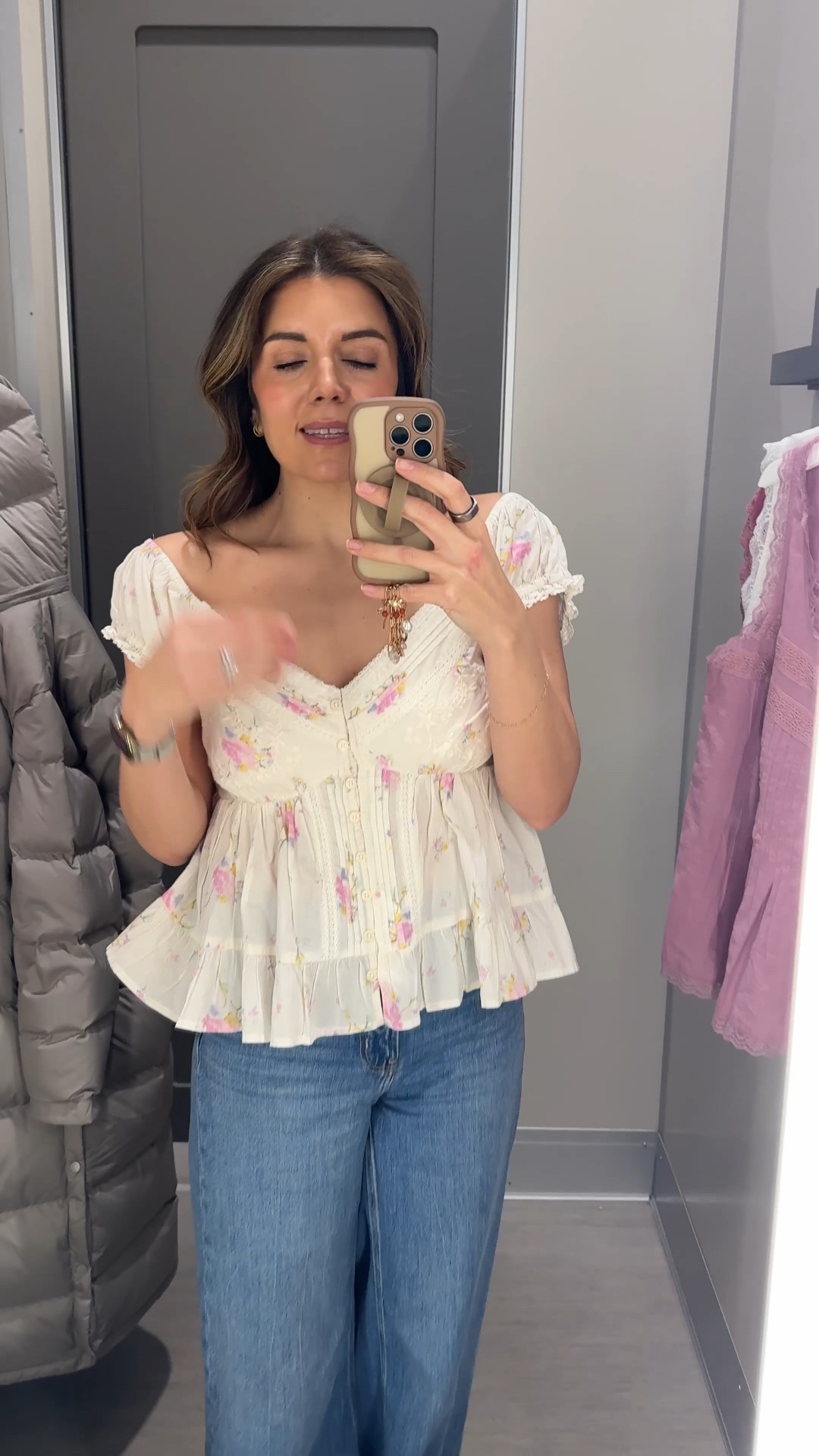 This top!! Major boho vibes in a floral print. Size small. Jeans in a size 2 tall. I’m 5’7”. 

#LTKOver40 #LTKTall