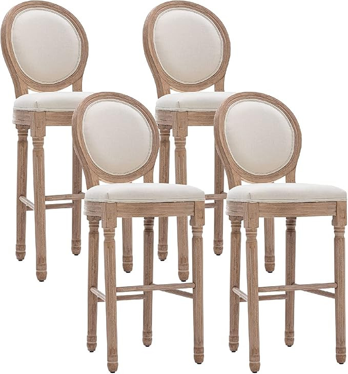 Virabit Counter Height Chairs Set of 4, French Country Bar Stools with Solid Wood Frame and Uphol... | Amazon (US)