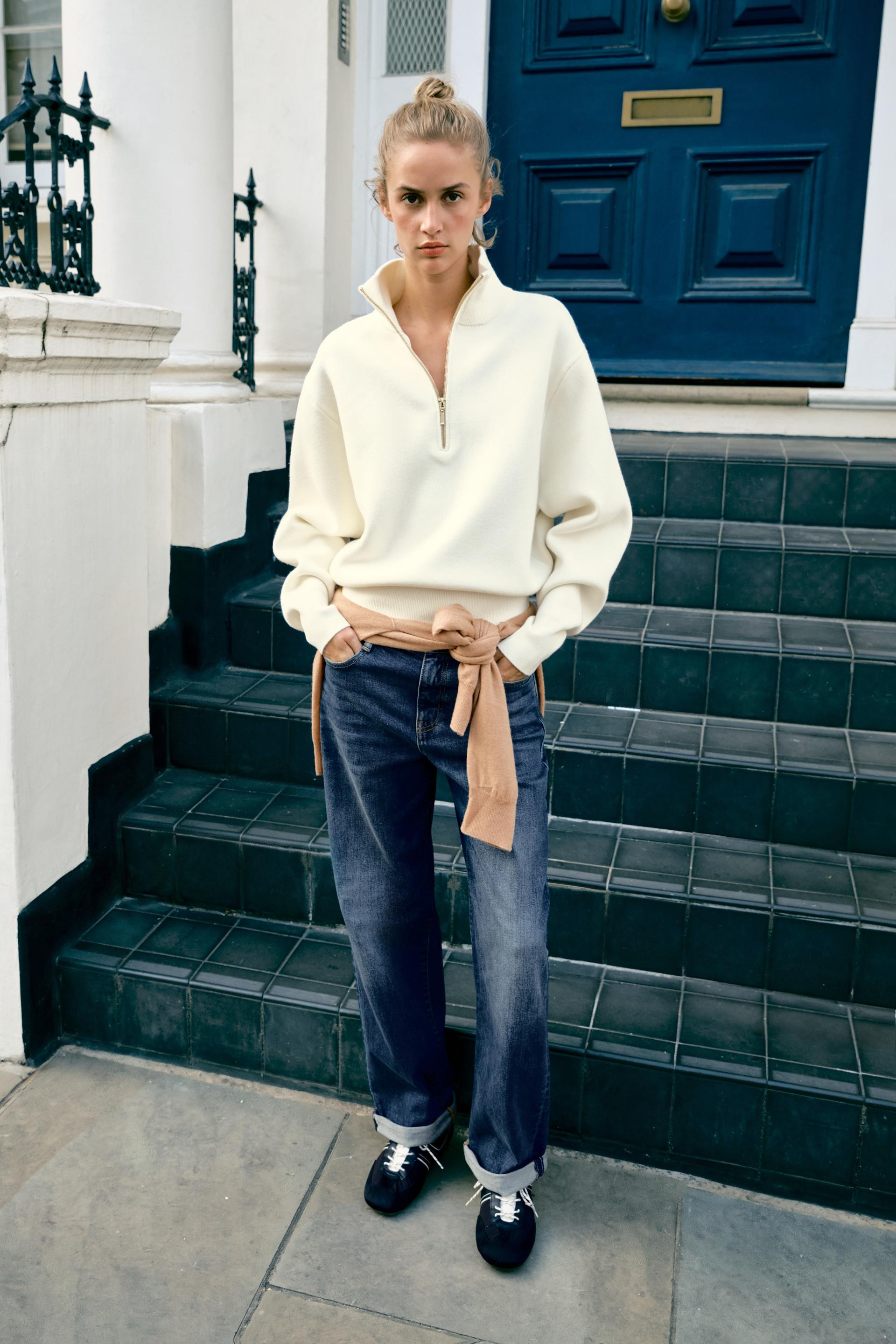 Zara - High Neck Knit Jumper - Ecru - M - Woman | Zara UK