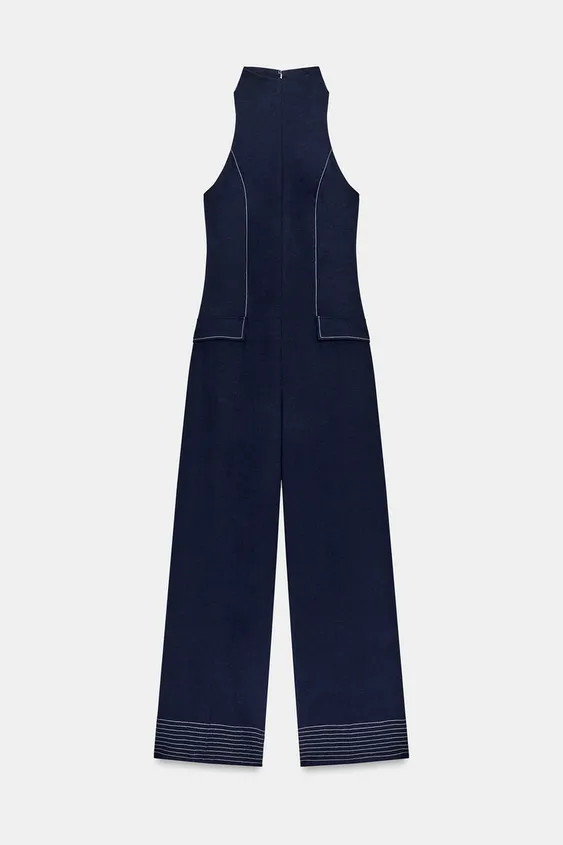 HALTER JUMPSUIT WITH CONTRAST TRIMS | Zara UK