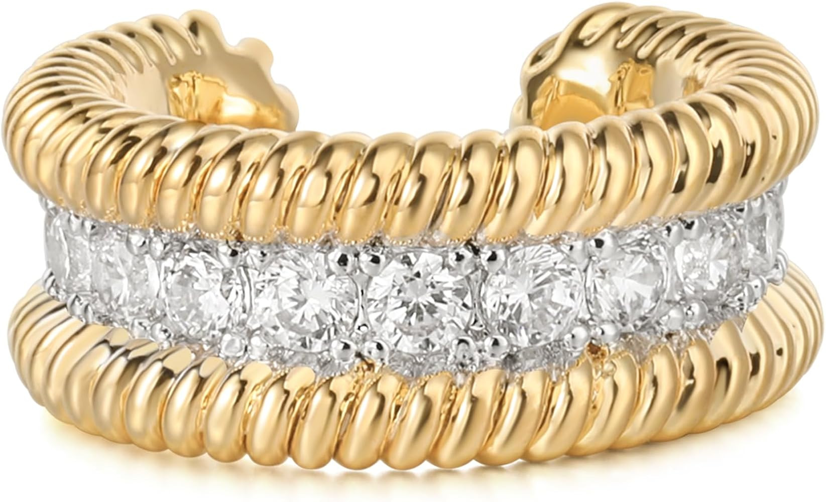 Ear Cuff Earrings for Women 14K Gold Plated Cubic Zirconia Paved Sparkling Huggie Ear Cuffs Non P... | Amazon (US)