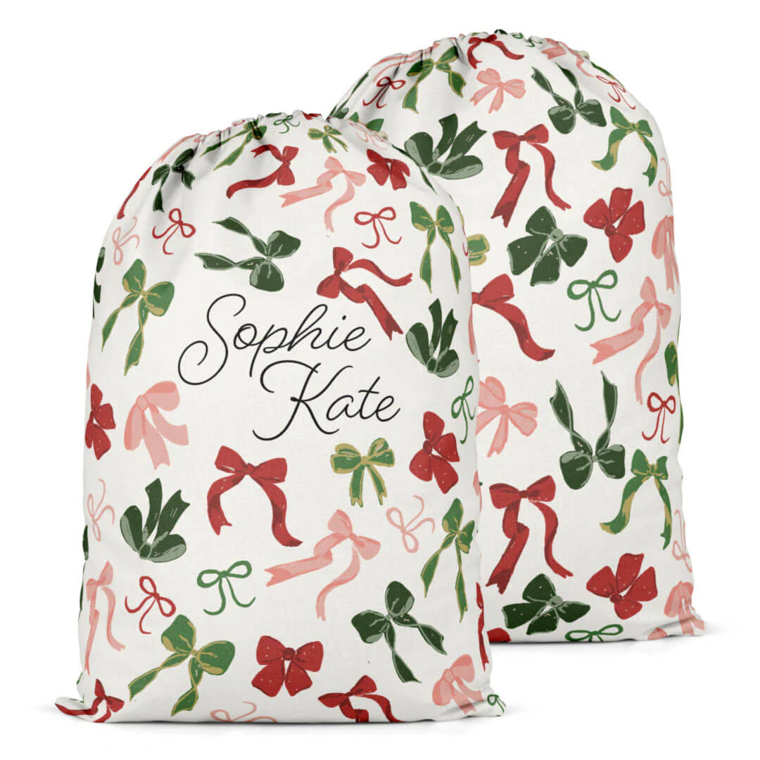 Personalized Santa Sacks | Mistletoe Bows | Caden Lane
