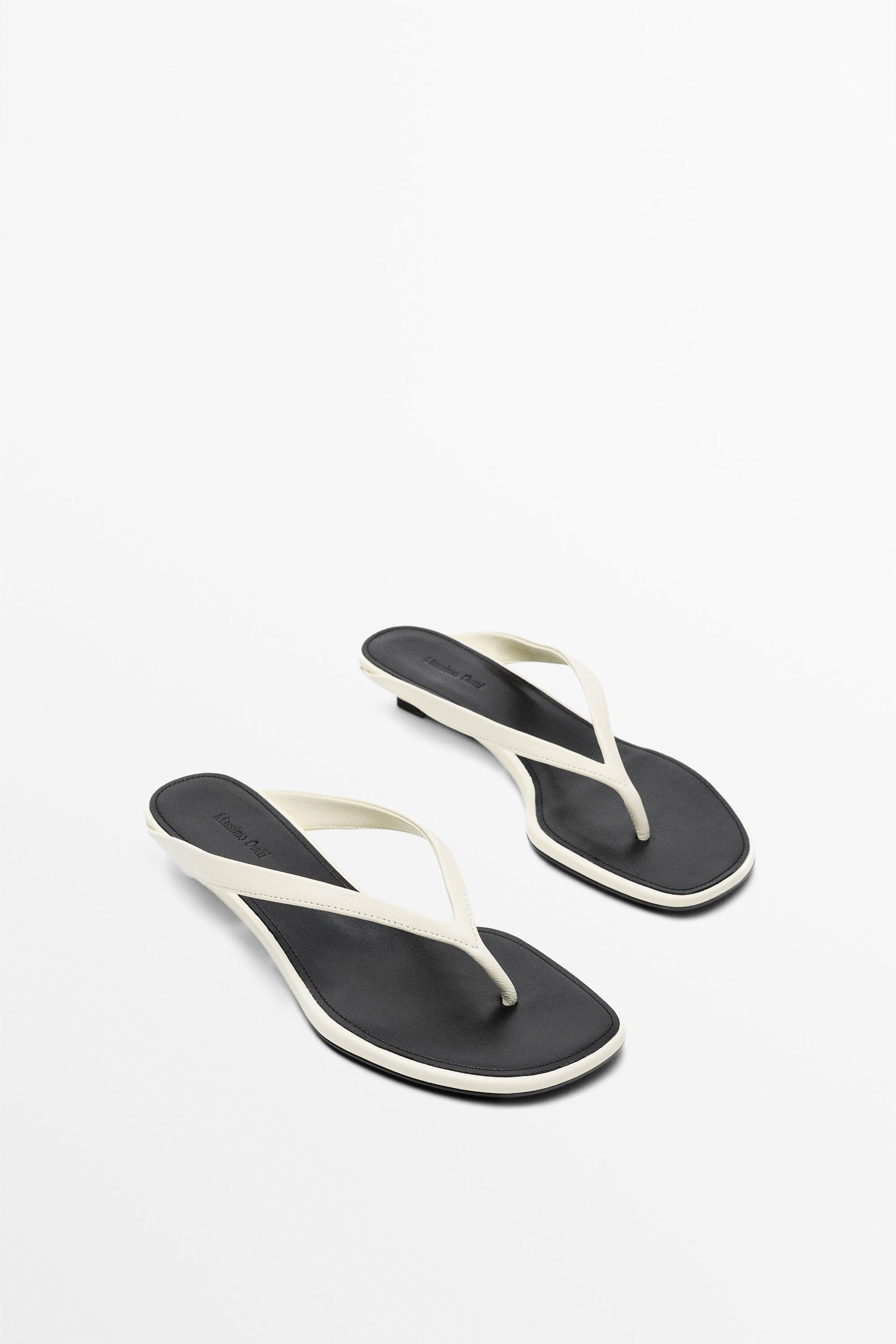 Mid-heel sandals with toe divider | Massimo Dutti US