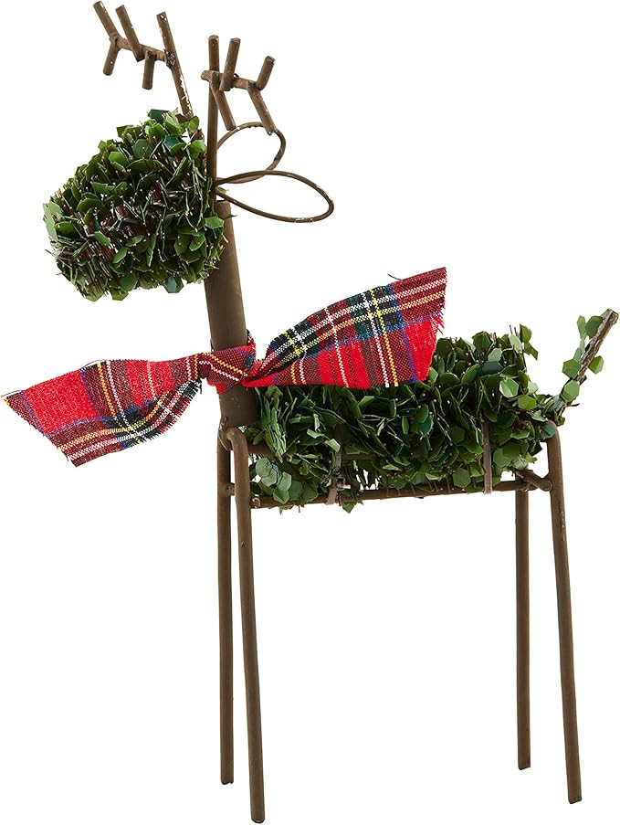 Mud Pie Sm Boxwood Reindeer Table SITTERS, Green | Amazon (US)
