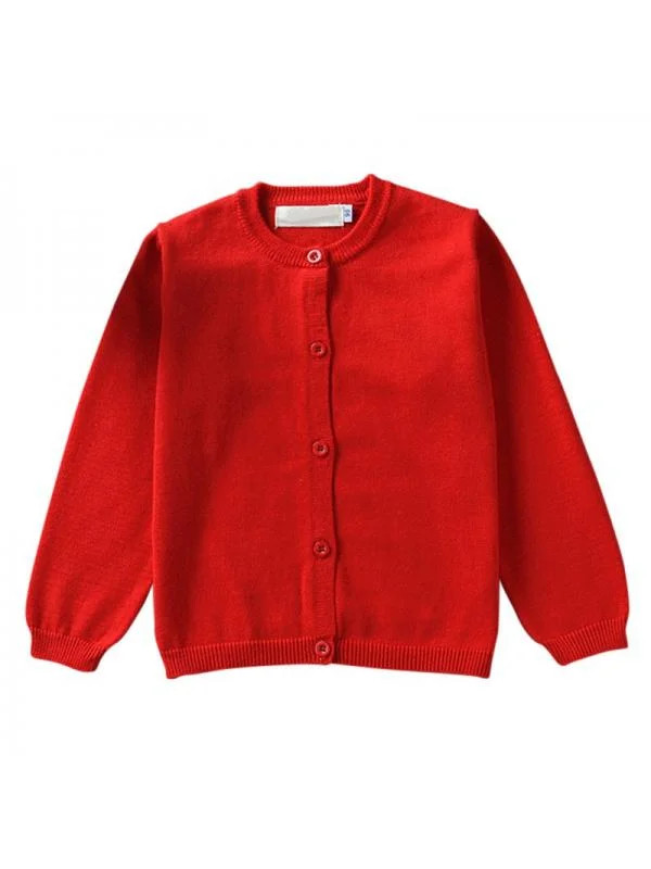 Kids Crew Neck Sweaters Girls Candy Color Cotton Outerwear Cardigan Menina Knit Tops | Walmart (US)