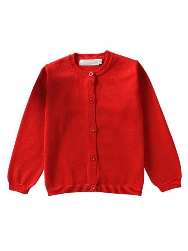 Kids Crew Neck Sweaters Girls Candy Color Cotton Outerwear Cardigan Menina Knit Tops | Walmart (US)
