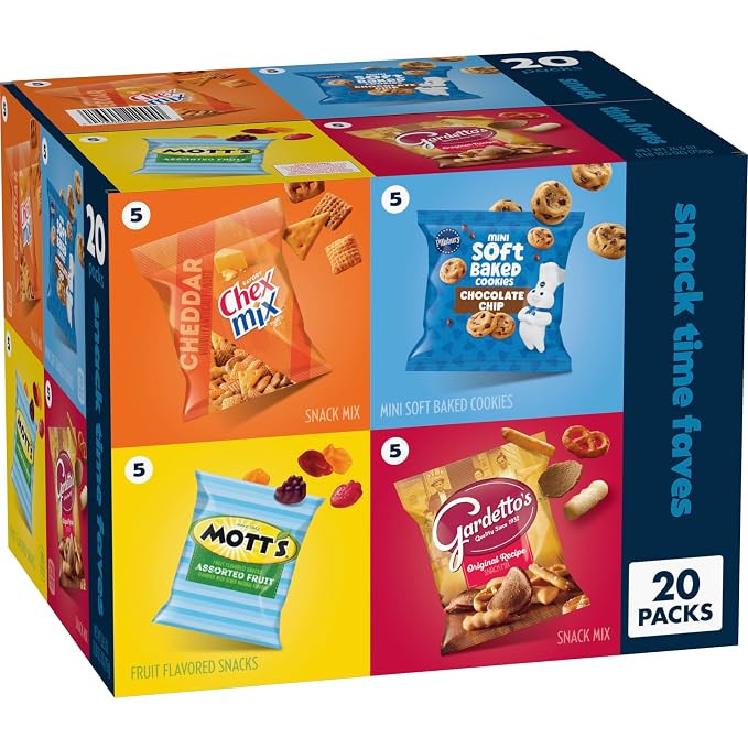 Chex Mix, Mott's, Gardetto's, Pillsbury Cookies Variety Pack, 20 ct | Chex Mix Cheddar, Mott's Fr... | Amazon (US)