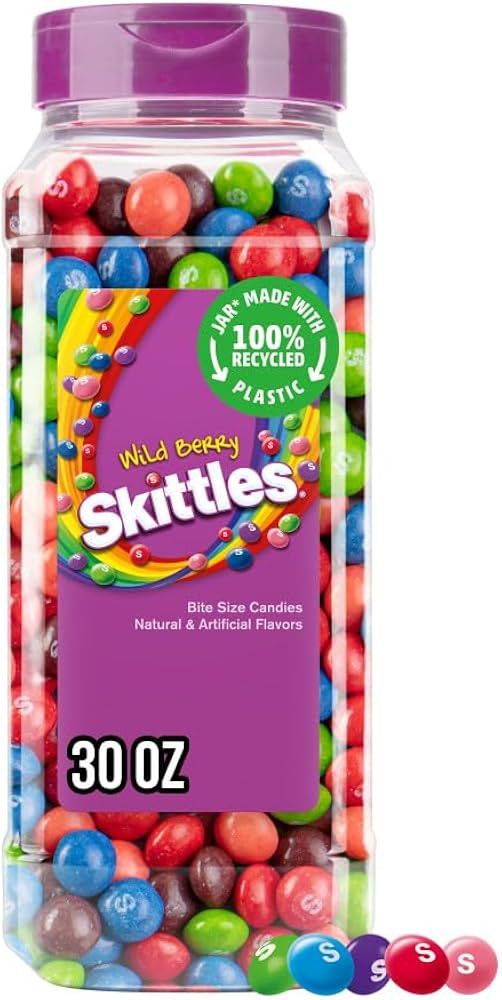 SKITTLES Wild Berry Chewy Fruit Flavor Candy 30Oz Resealable Bulk Candy Jar | Amazon (US)