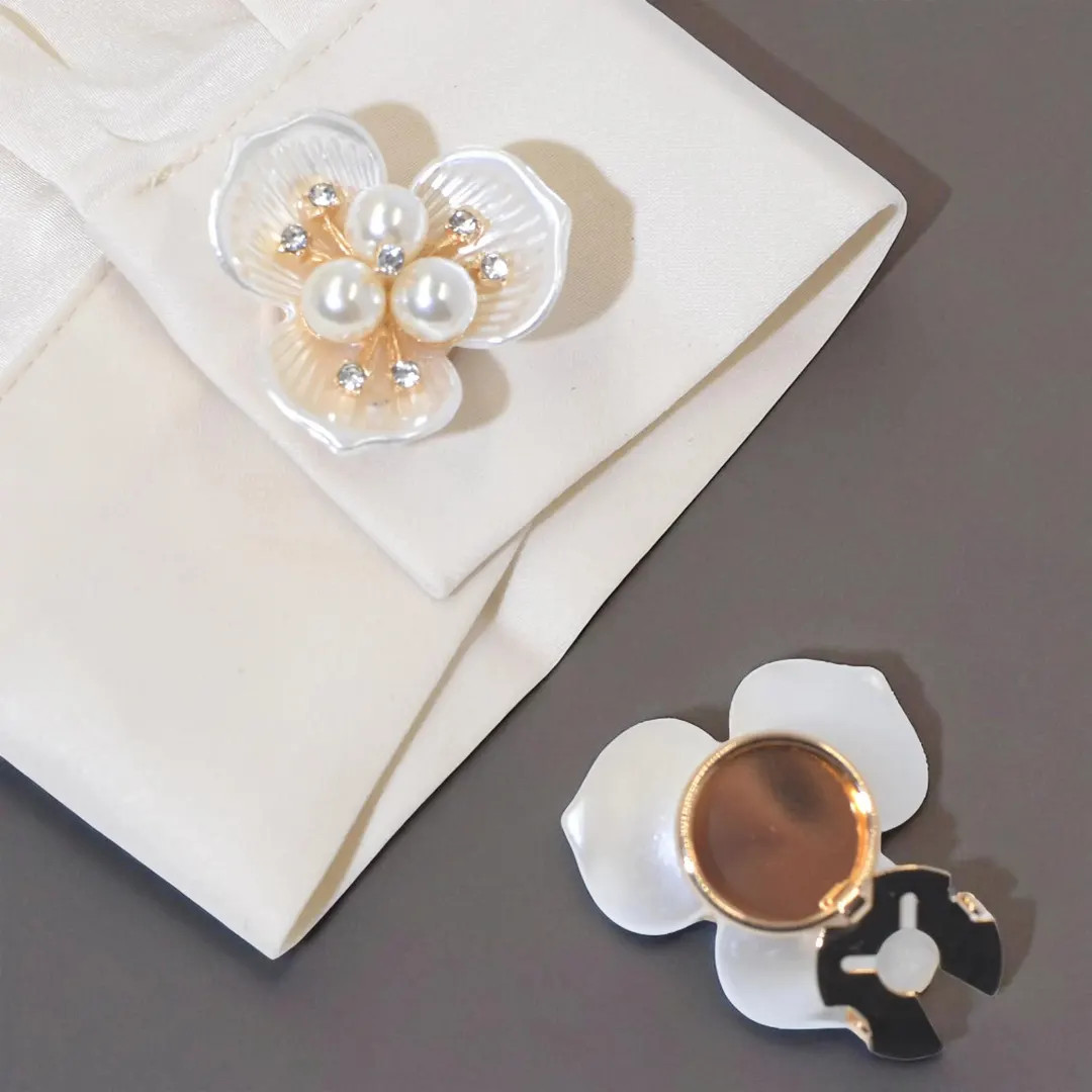 Pearl Rhinestone Camellia Flower Button Covers: Elegant Shirt Accessories, Set of 2 - Etsy | Etsy (Global)