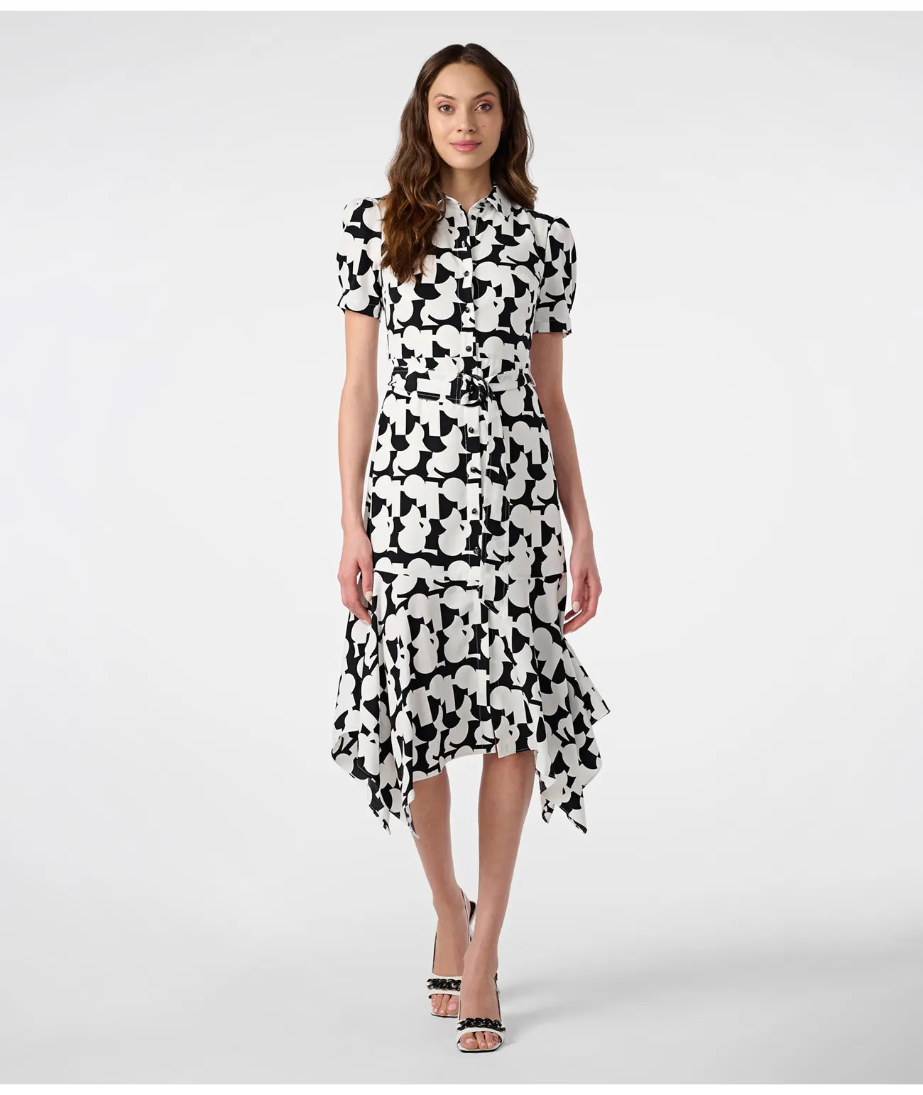 ABSTRACT PRINT BELTED MIDI DRESS | Karl Lagerfeld Paris
