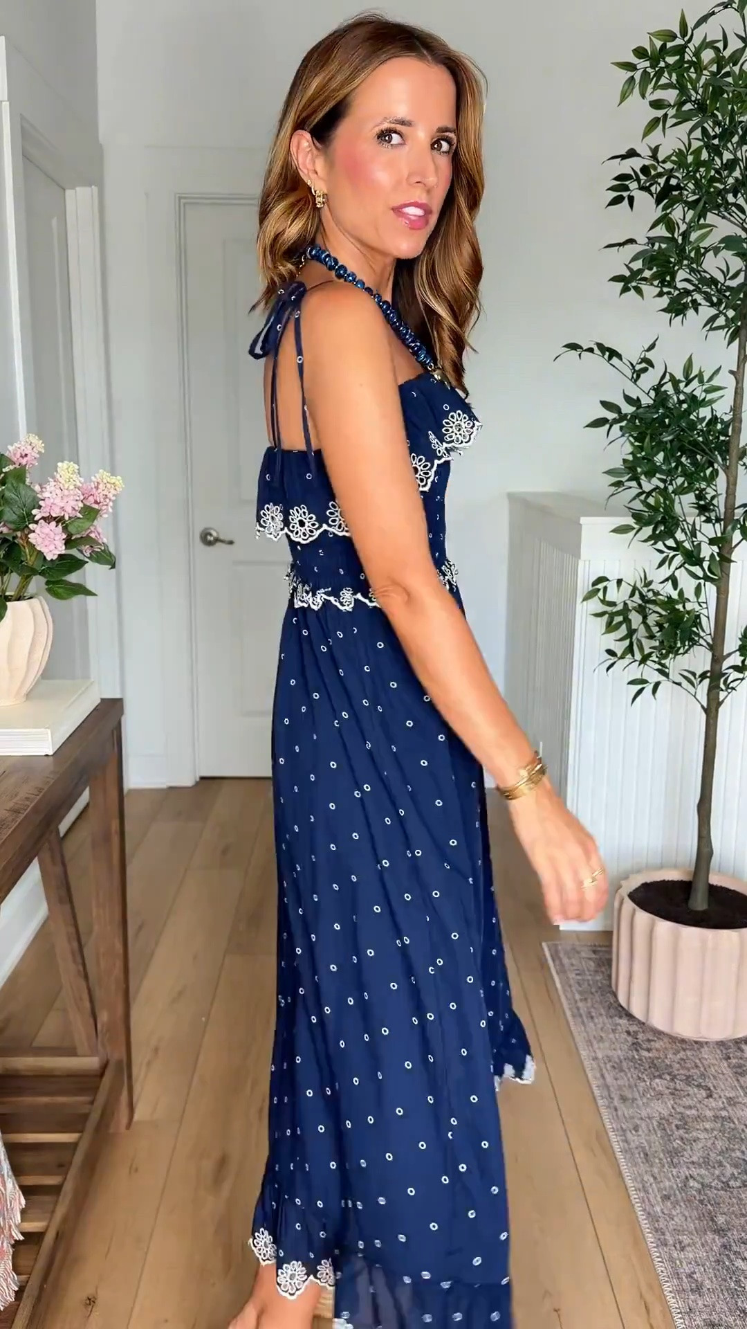 The cutest navy midi dress in XXS. New from American Eagle! Summer outfit. Americana outfit. Labor Day weekend outfit. Coastal outfit. Vacation outfit. Vacation style. Kitten heel sandals are TTS.

#LTKootd #LTKPetite #LTKTravel
