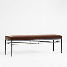Rodin Brown Velvet Bench by Athena Calderone + Reviews | Crate & Barrel | Crate & Barrel