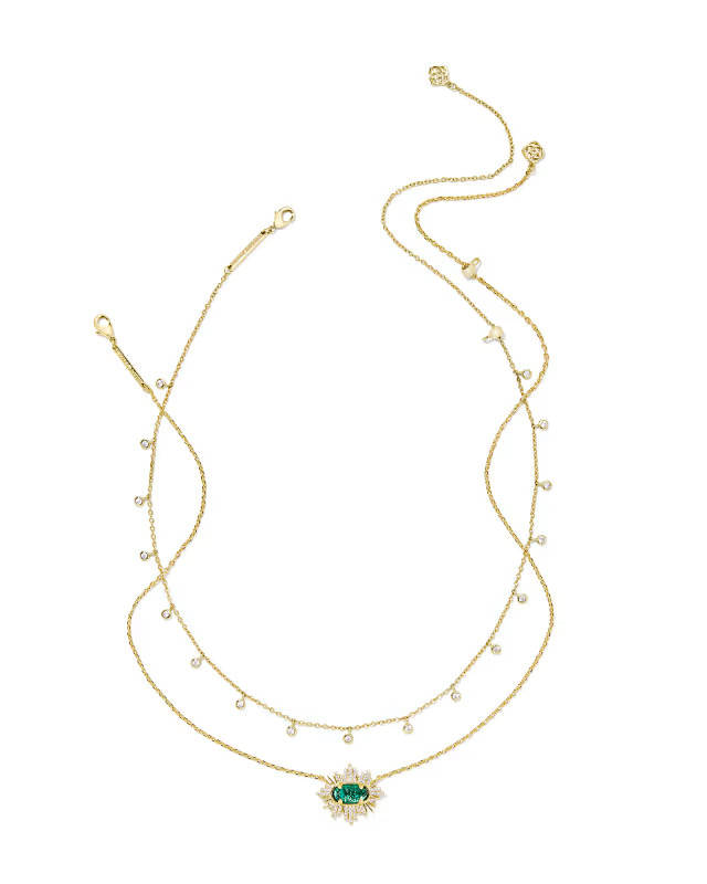 Grayson Gold Sunburst Necklace Layering Set of 2 in Green Glass | Kendra Scott