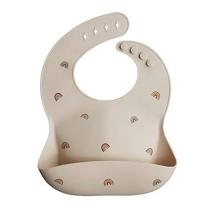 mushie Silicone Baby Bib | Adjustable Fit Waterproof Bibs (Rainbows) | Amazon (US)