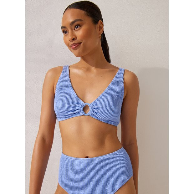 Blue Textured Ring Detail Bikini Top 10 | Tu Clothing